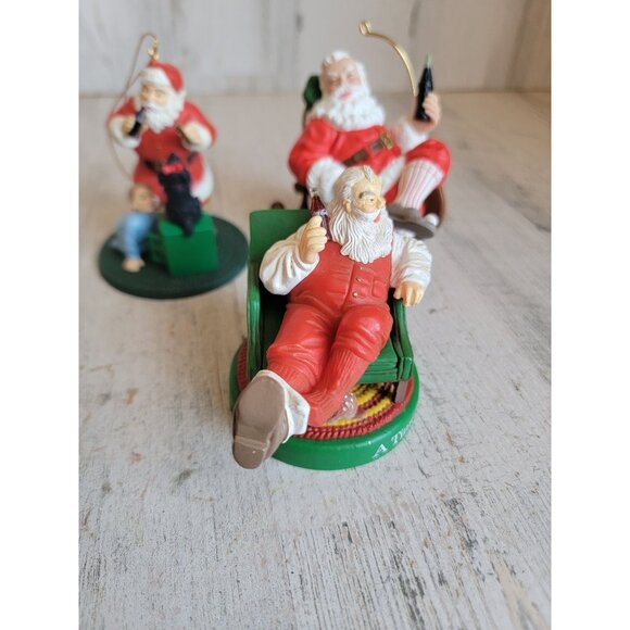 Coke cola Santa Claus reclining chair ornament Xmas set vintage - Picture 3 of 9